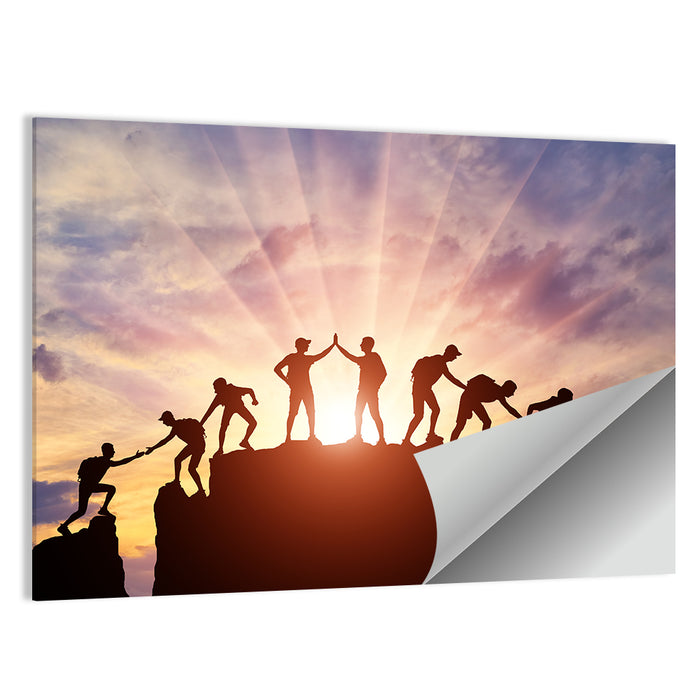 Sunburst Climbers Silhouette Wall Art as a poster print
