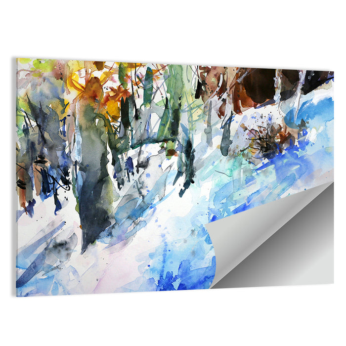 Winter Forest Watercolor Study Wall Art as a poster print