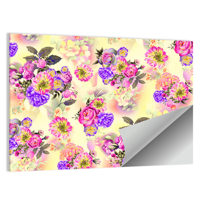 Roses and Iris Floral Pattern Wall Art as a poster print