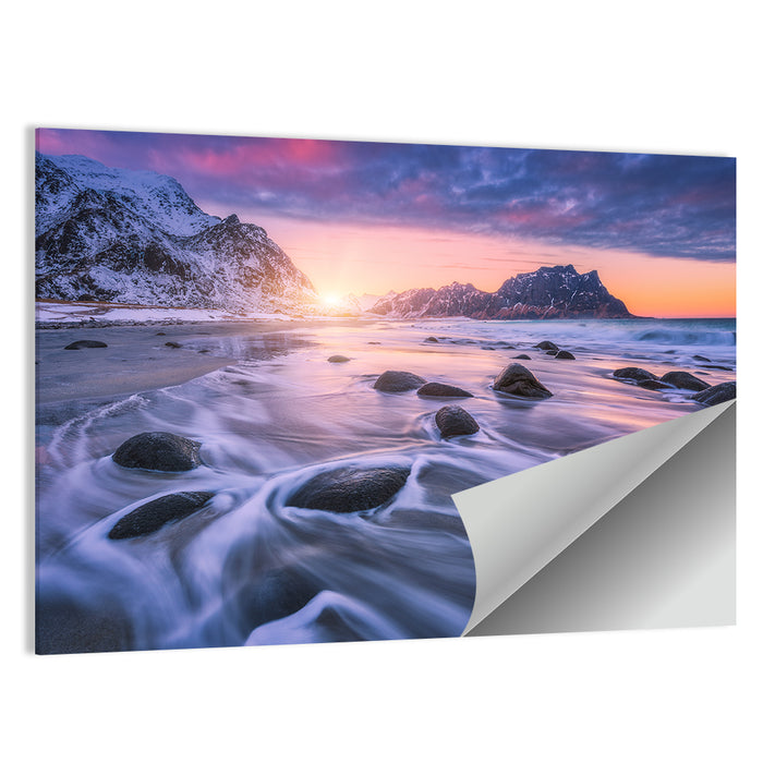 Utakleiv Sandy Beach Wall Art as a poster print