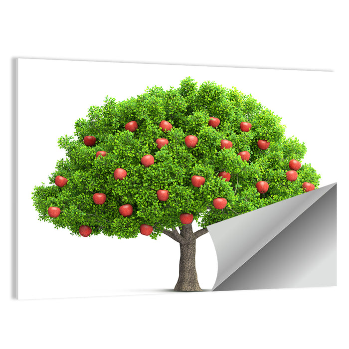 Bright Red Apple Tree Illustration Wall Art as a poster print