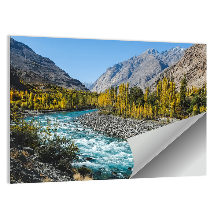 Autumn on the Gilgit River Wall Art as a poster print