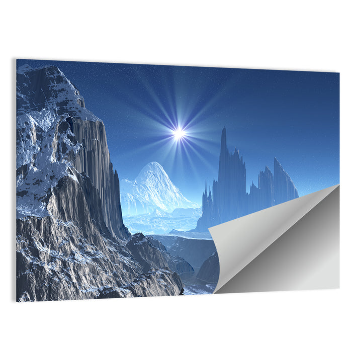 Nightfall on Frozen Alien World Wall Art as a poster print