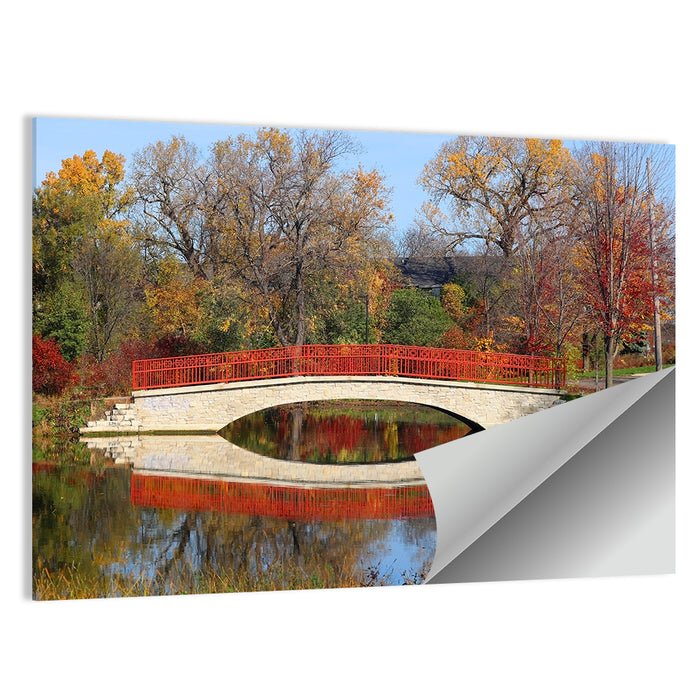 Tenney Park Stone Bridge Reflection Wall Art as a poster print