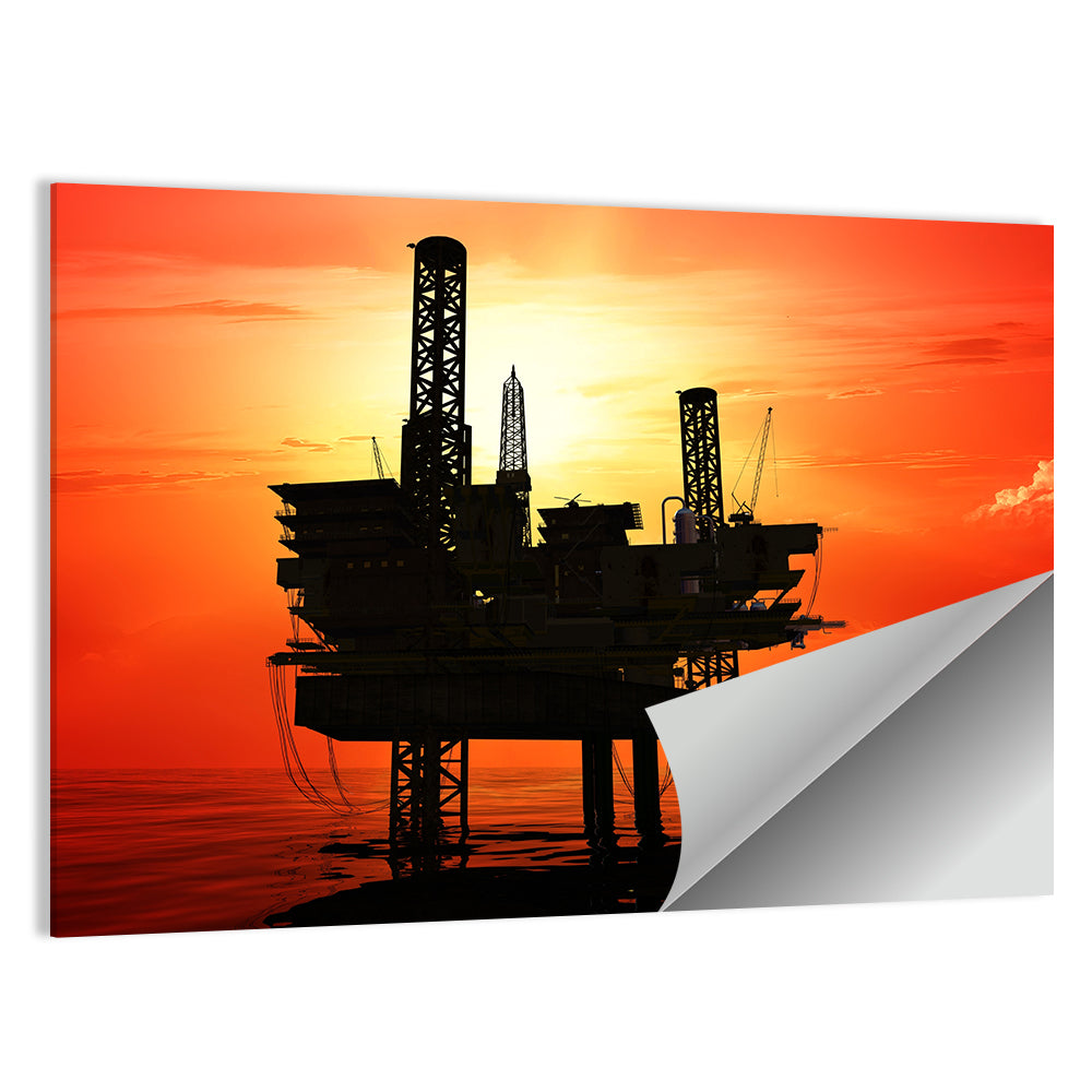 Oil Rig Silhouette Wall Art