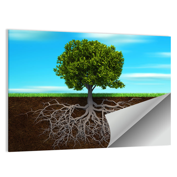 Tree Roots Cross-section Illustration Wall Art as a poster print