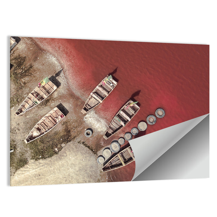 Wooden Boats on Lake Retba Wall Art as a poster print
