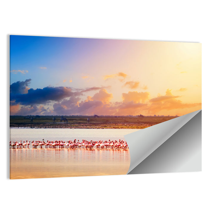 Amboseli Flamingos at Sunset Wall Art as a poster print