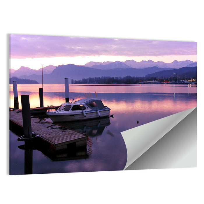 Lake Lucerne Pier at Dusk Wall Art as a poster print