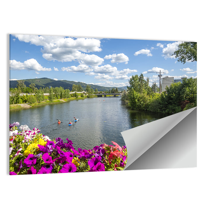 Sand Creek River with Petunias Wall Art as a poster print
