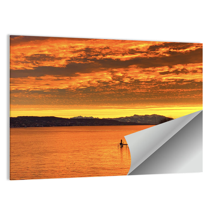 Lake Zurich Golden Sunset Wall Art as a poster print