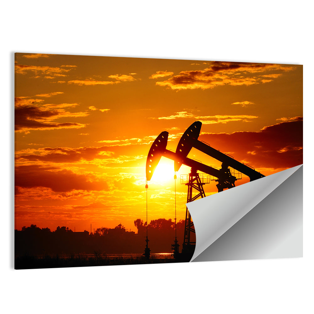 Oil Pump Sunset Wall Art
