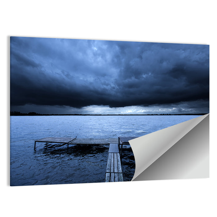 Stormy Lake Pier Wall Art as a poster print