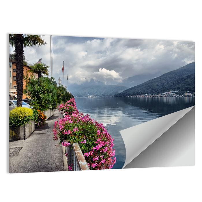 Lake Lugano Floral Walkway Wall Art as a poster print