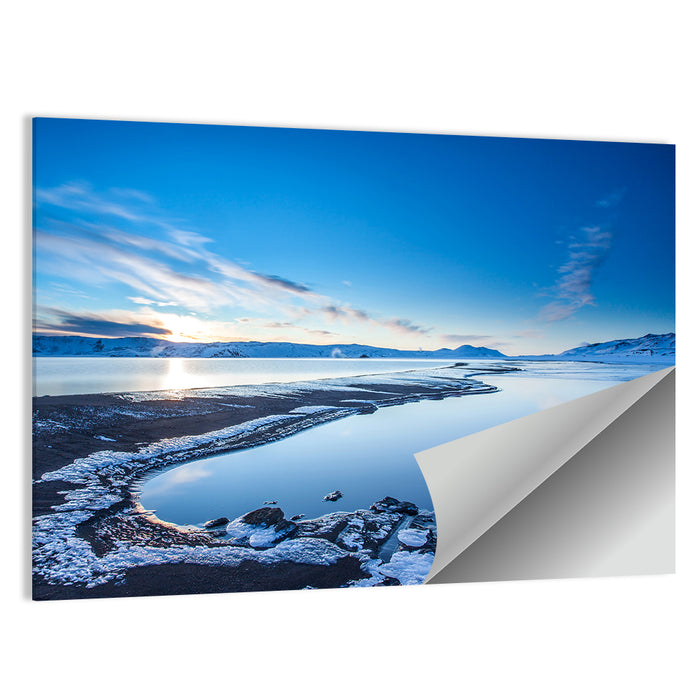 Lake Kleifarvatn Icy Shoreline Wall Art as a poster print