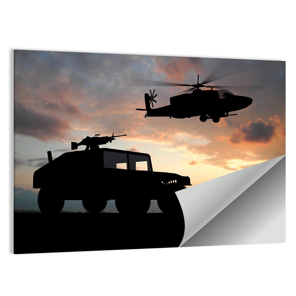 Military Helicopter and Truck Wall Art