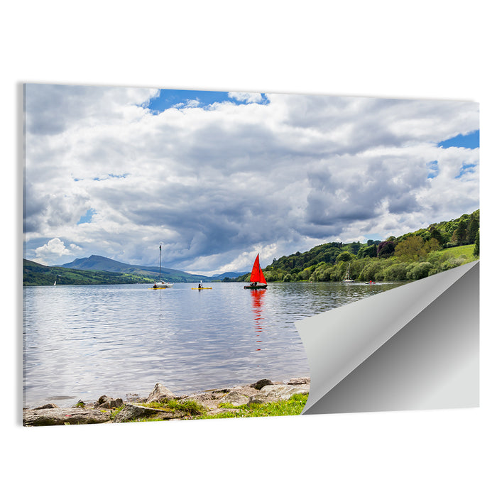Bala Lake Sailboat Reflection Wall Art as a poster print