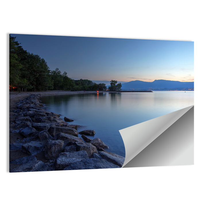 Lake Neuchatel Twilight Wall Art as a poster print