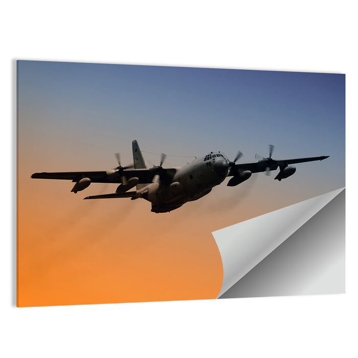 Four-engine Military Transport at Dusk Wall Art as a poster print
