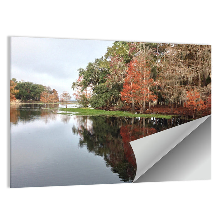 Autumn Lake Reflection Wall Art as a poster print