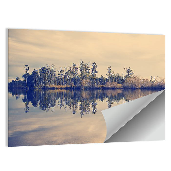 Sunset Over Forest Lake Wall Art as a poster print