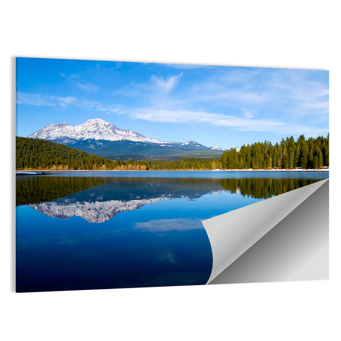 Northern California Snow Capped Lake Wall Art as a poster print