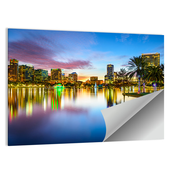 Orlando Lake Eola Skyline Wall Art as a poster print