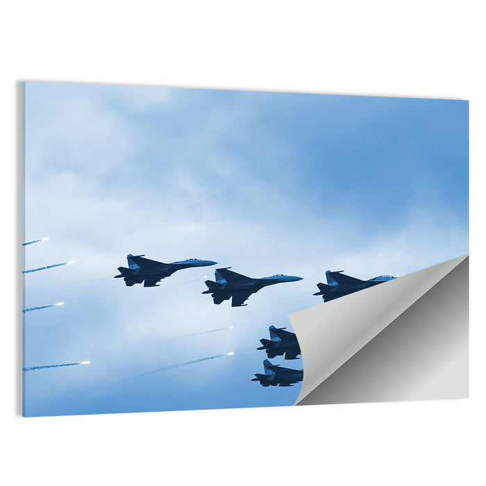 Five Fighter Jets in Formation Wall Art as a poster print
