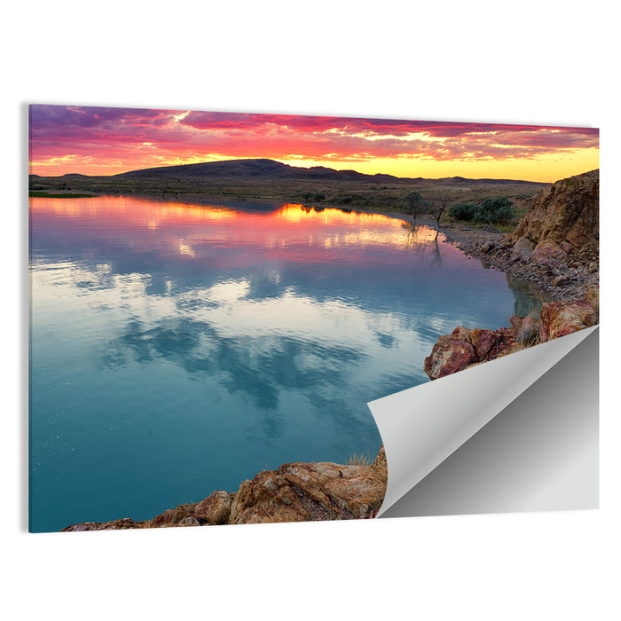 Lake Balkhash Sunset Reflection Wall Art as a poster print