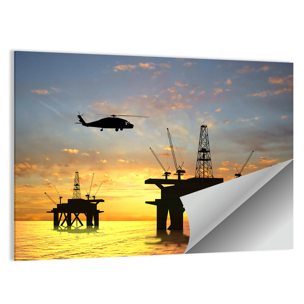 Oil Rigs Silhouette Wall Art