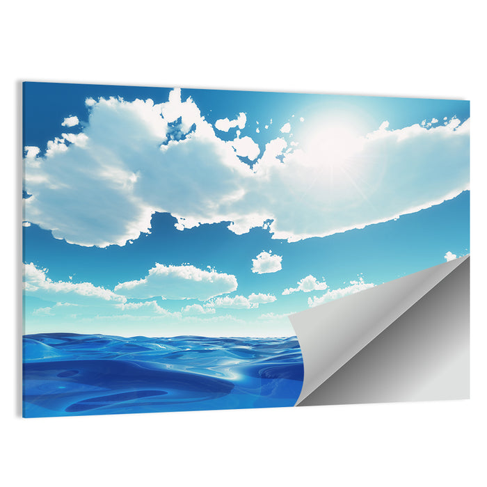 Sunlit Ocean and Clouds Wall Art as a poster print