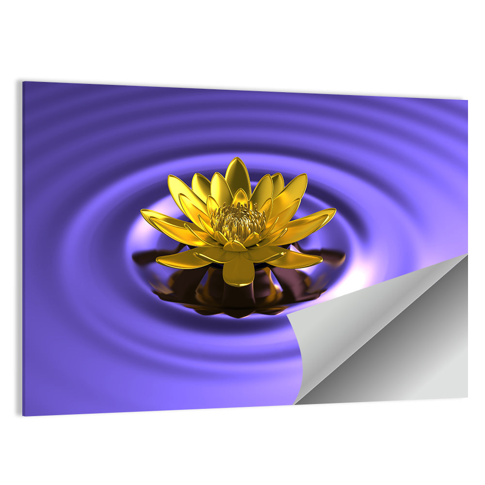 Golden Lotus & Waves Wall Art