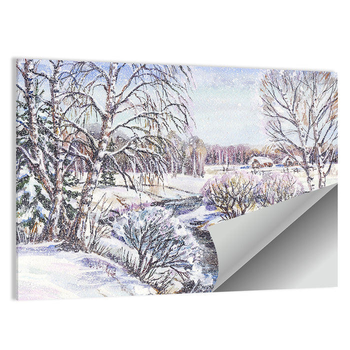 Rural Russian Winter Landscape Wall Art as a poster print