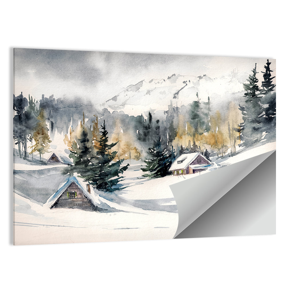 Snowy Mountain Village I Wall Art