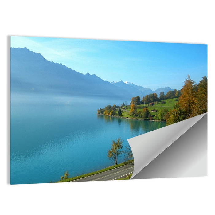 Lake Brienz Misty Shoreline Wall Art as a poster print