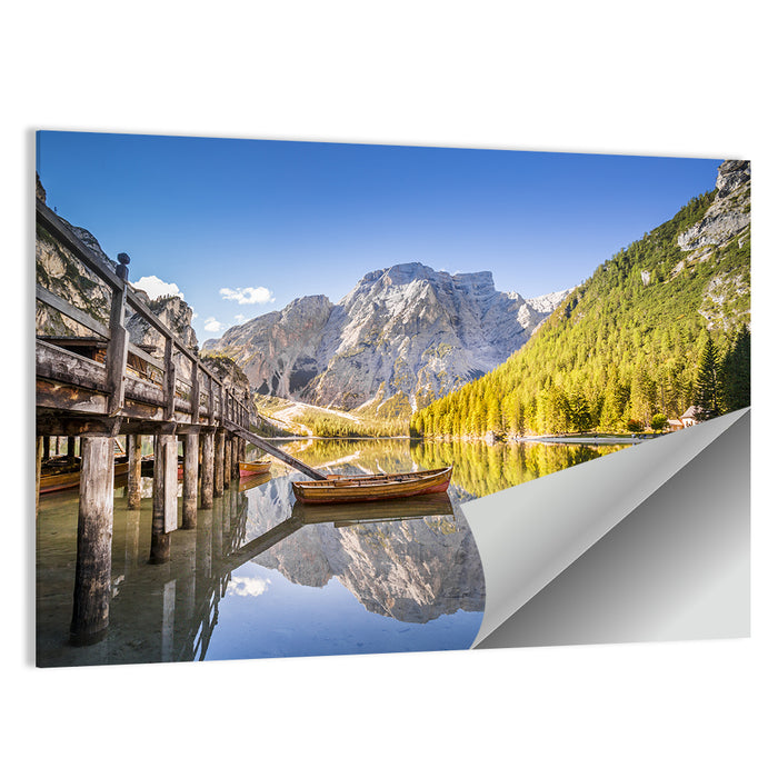 Lago Di Braies Pier Wall Art as a poster print