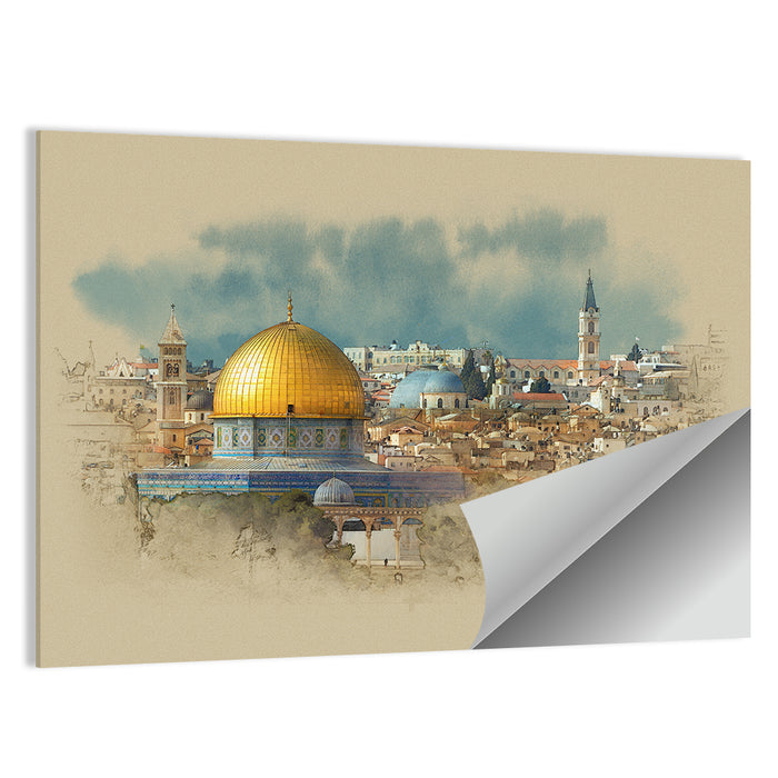 Dome of the Rock Watercolor Study Wall Art as a poster print