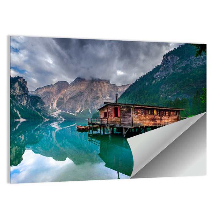 Boathouse at Lago Di Braies Wall Art as a poster print