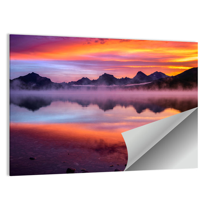 Lake Mcdonald Misty Sunset Wall Art as a poster print