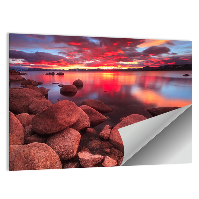 Lake Tahoe Sunset Reflection Wall Art as a poster print
