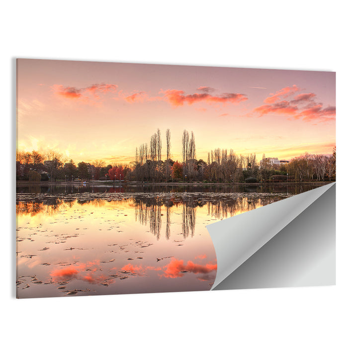 Lake Burley Griffin Sunset Reflection Wall Art as a poster print
