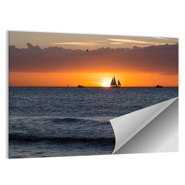 Florida Sailboat Sunset Wall Art as a poster print