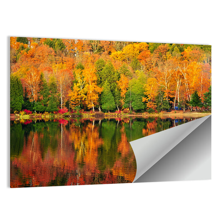 Autumn Forest Reflection Wall Art as a poster print