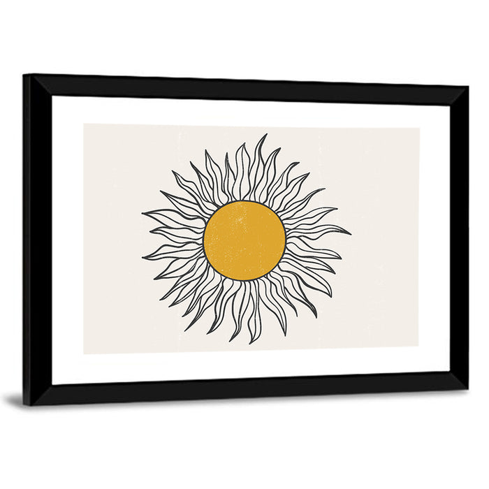 Textured Boho Sun Wall Art as a framed print