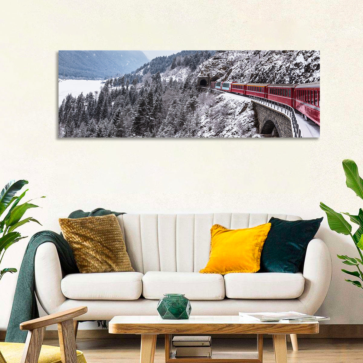 Snowy Mountain & Train Wall Art