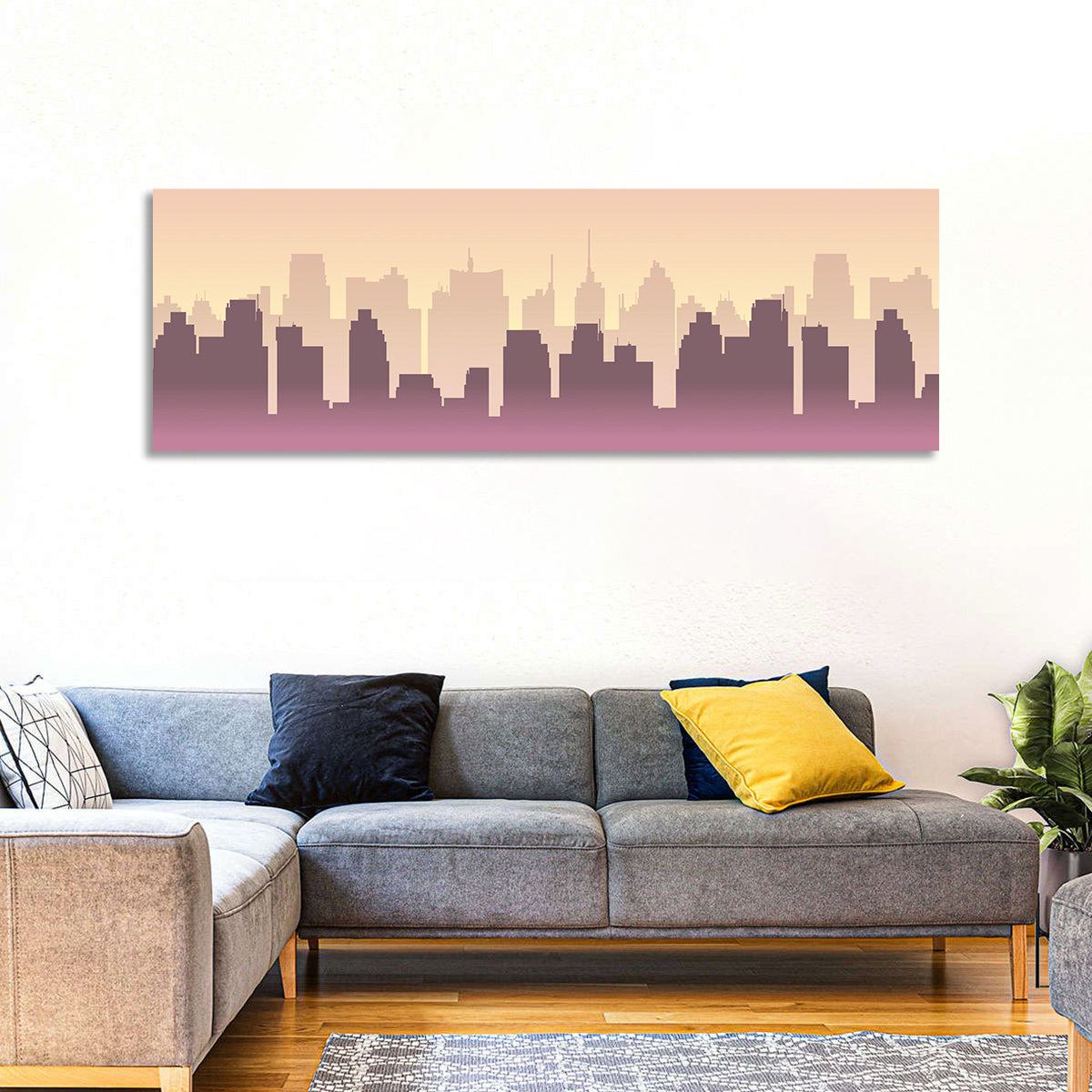 City Buildings Silhouette Wall Art