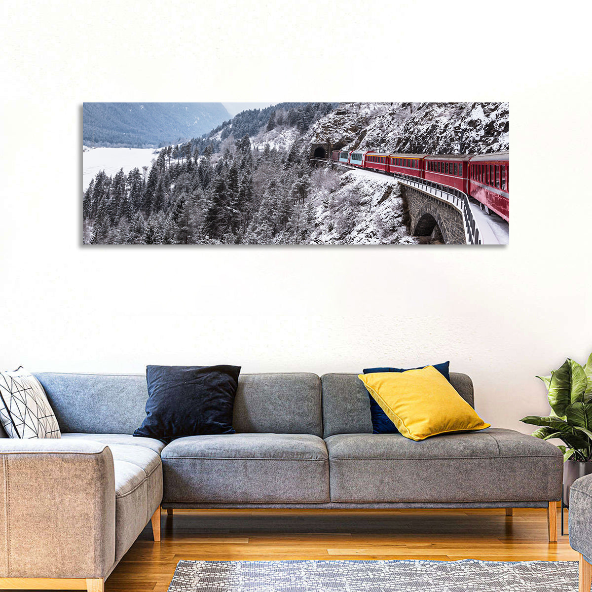Snowy Mountain & Train Wall Art