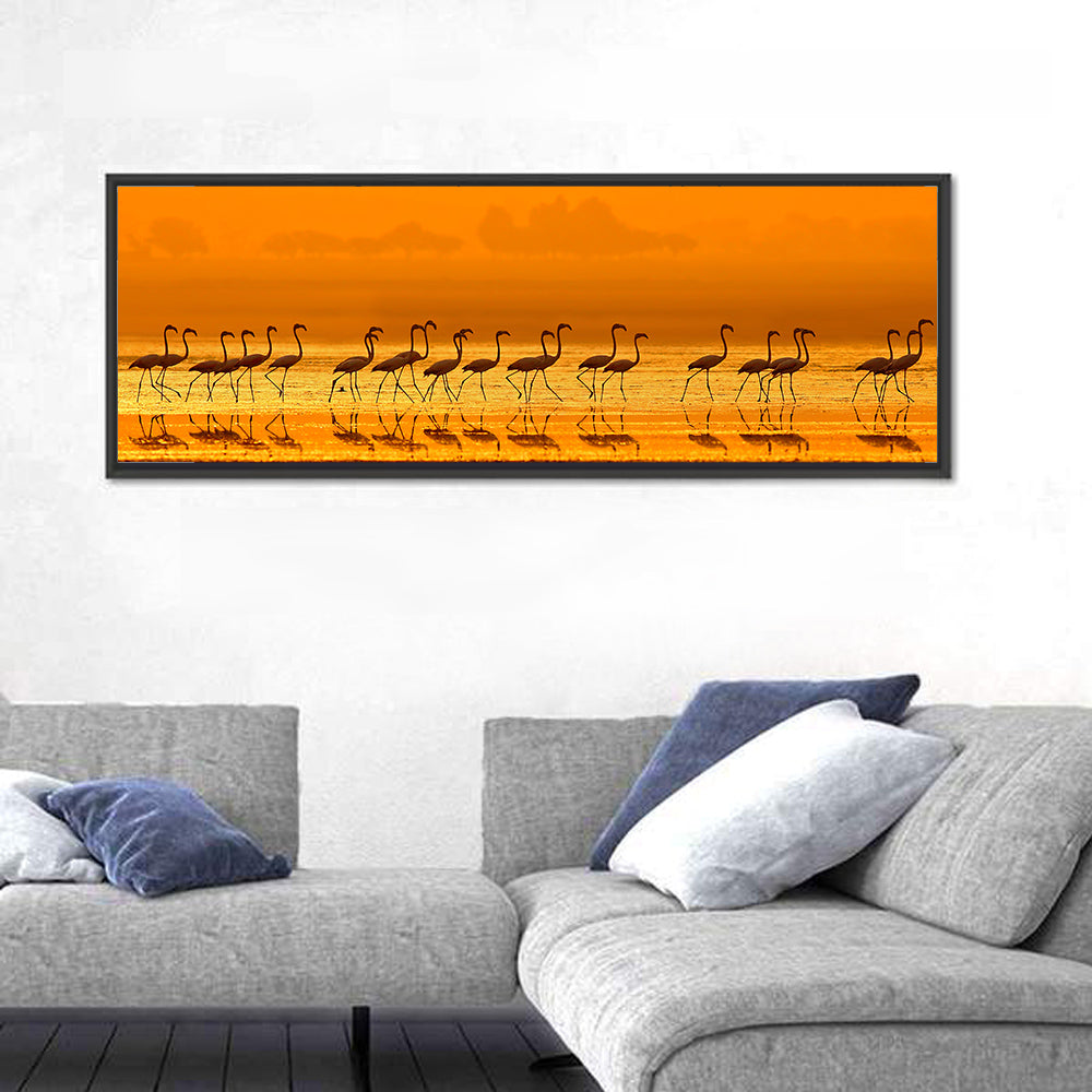 Lined Up Flamingos Wall Art