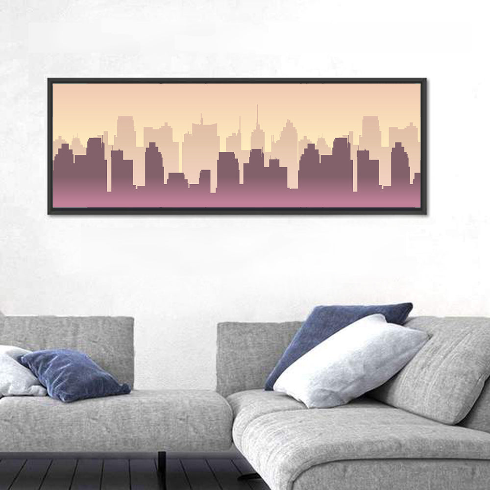 City Buildings Silhouette Wall Art