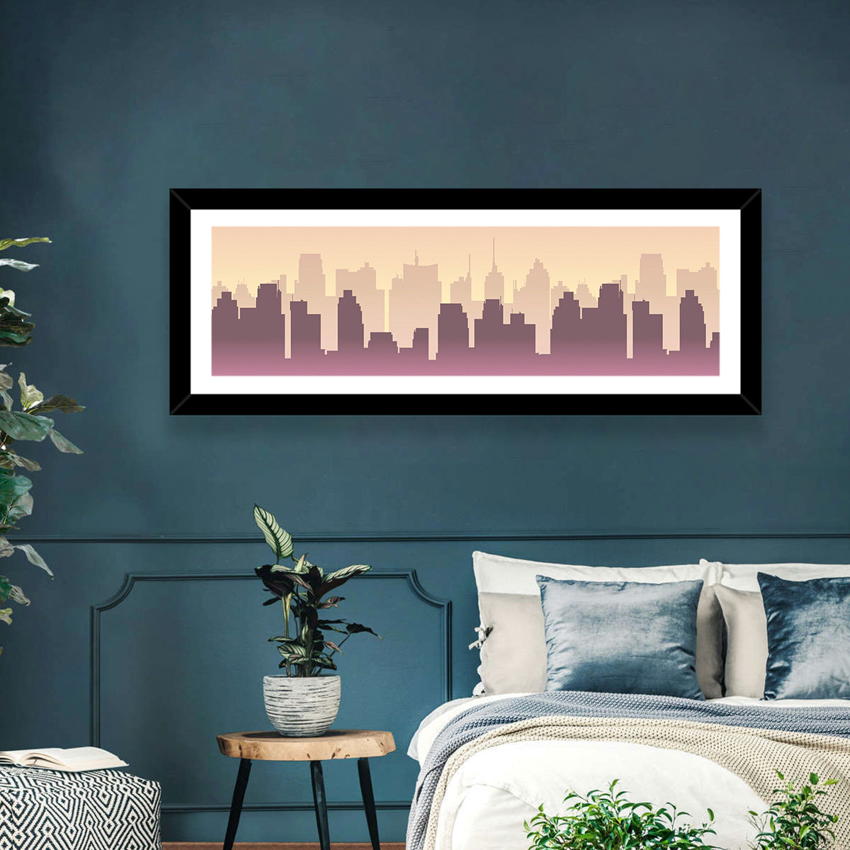 City Buildings Silhouette Wall Art